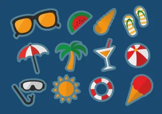 Summer Stickers Motives Stickdatei