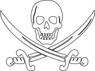 Pirate Skull Outline Stickdatei