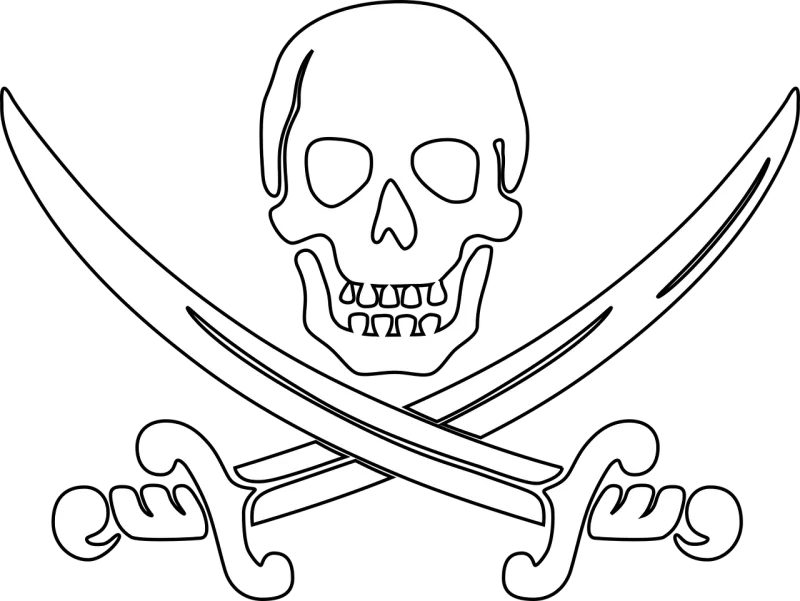 Pirate Skull Outline Stickdatei – Kinder