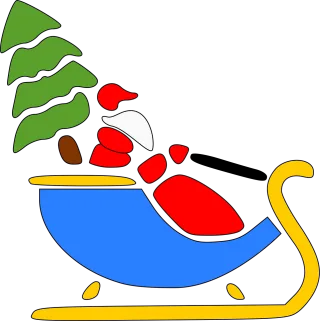 Santa claus Sleigh Christmas tree Stickdatei