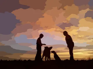 Dogs People Silhouette Stickdatei – Natur