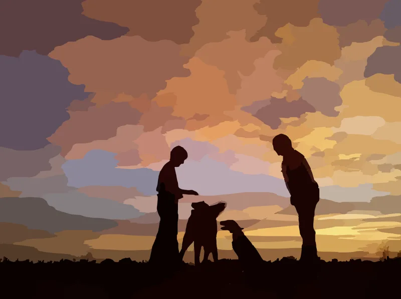 Dogs People Silhouette Stickdatei – Natur