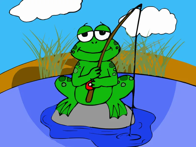 Frog Amphibian Fishing Stickdatei – Tiere