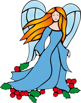 Angel Holly Wings Stickdatei – Weihnachten