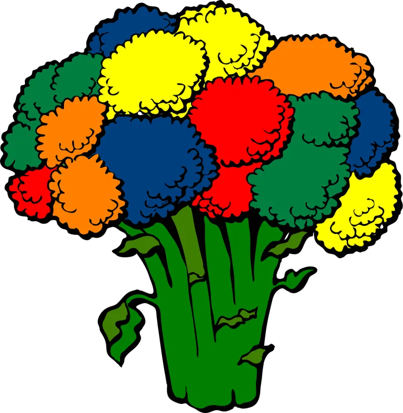 Broccoli Colors Vegetable Stickdatei – Blumen