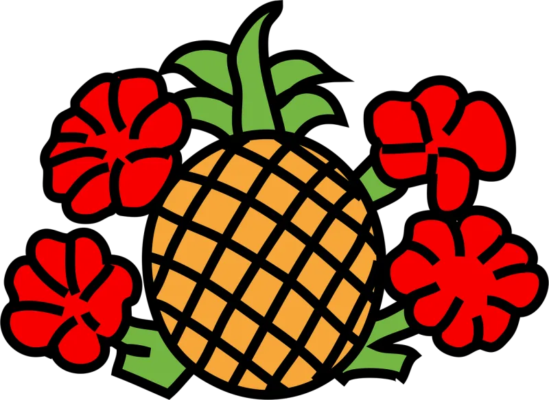 Pineapple Fruits Flowers Stickdatei – Blumen