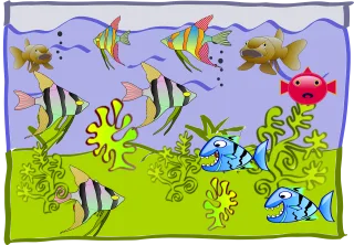 Fishtank Cartoon Aquarium Stickdatei