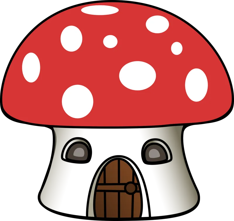 Mushroom House Cartoon Stickdatei – Natur