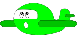 Airplane Green Cartoon Stickdatei
