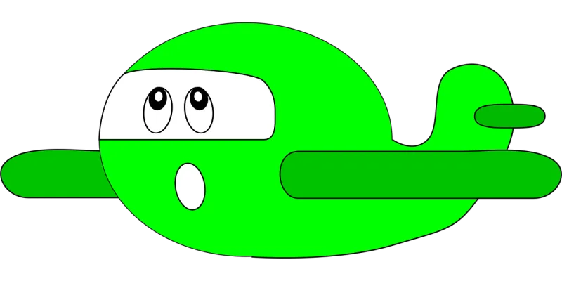 Airplane Green Cartoon Stickdatei – Kinder