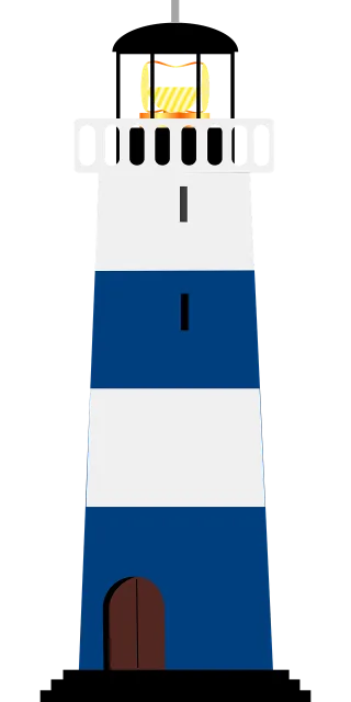 Lighthouse Blue White Stickdatei