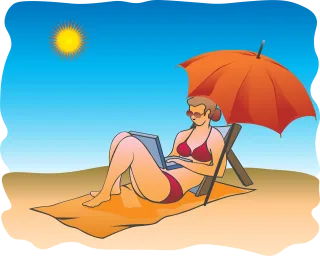 Woman Sunbathing Umbrella Stickdatei – Natur