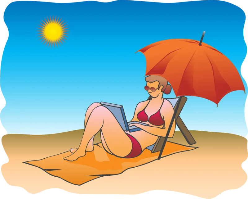 Woman Sunbathing Umbrella Stickdatei – Natur