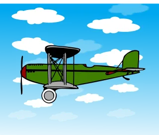 Green Airplane Clouds Stickdatei
