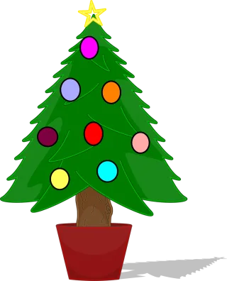 Christmas tree Christmas baubles Potted tree Stickdatei