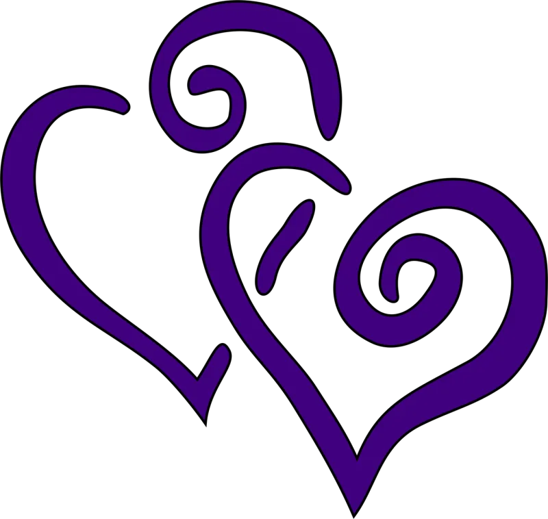 Hearts Two Purple Stickdatei – Herzen & Liebe