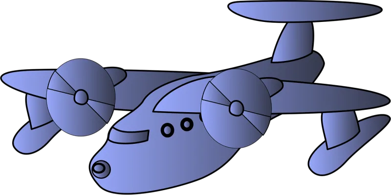 Plane Propeller-driven Blue Stickdatei – Kinder