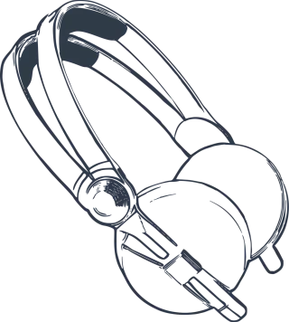 Headphones Drawn Listening Stickdatei
