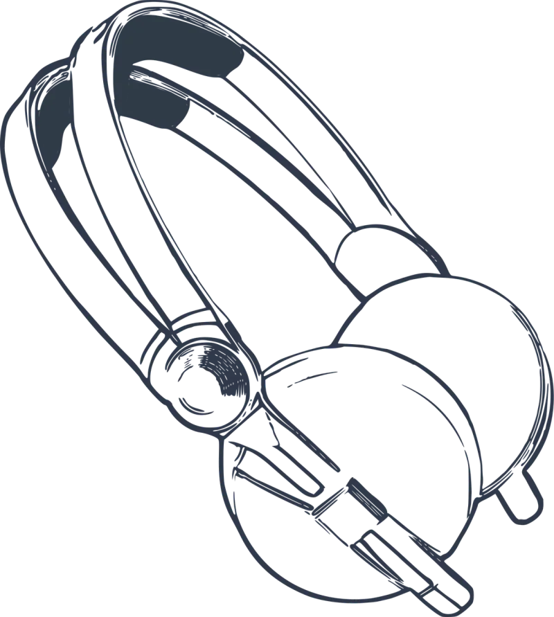 Headphones Drawn Listening Stickdatei – Musik