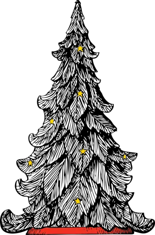 Christmas tree White Stars Stickdatei