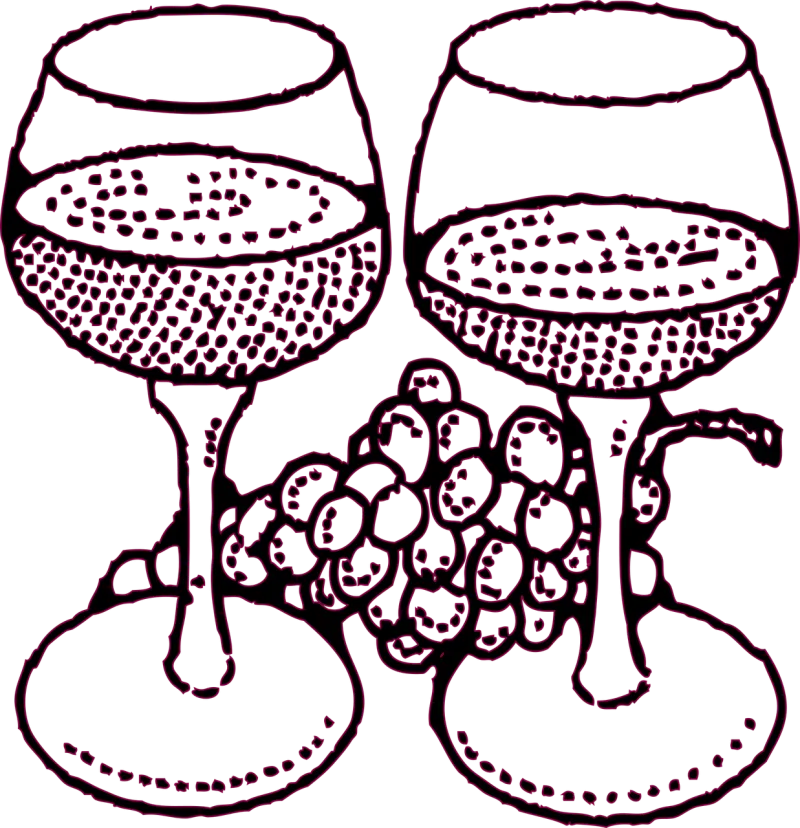 Wine Grapes Glasses Stickdatei – Essen & Trinken