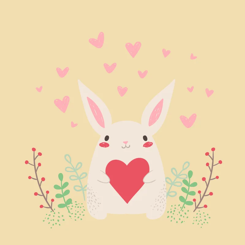 Rabbit Heart Nature Stickdatei – Tiere