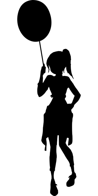 Silhouette Woman Balloon Stickdatei