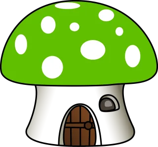 Mushroom House Green Stickdatei