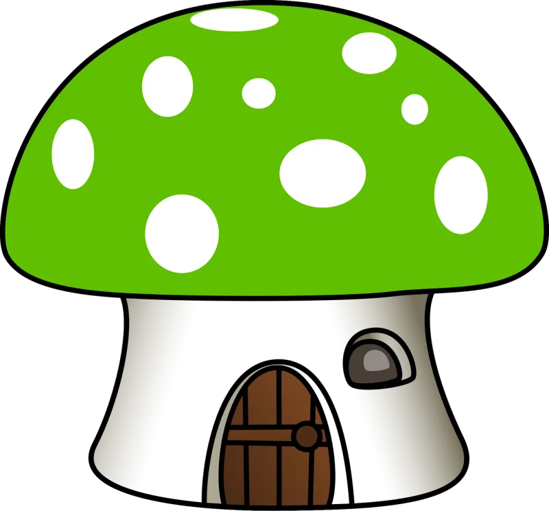 Mushroom House Green Stickdatei – Natur
