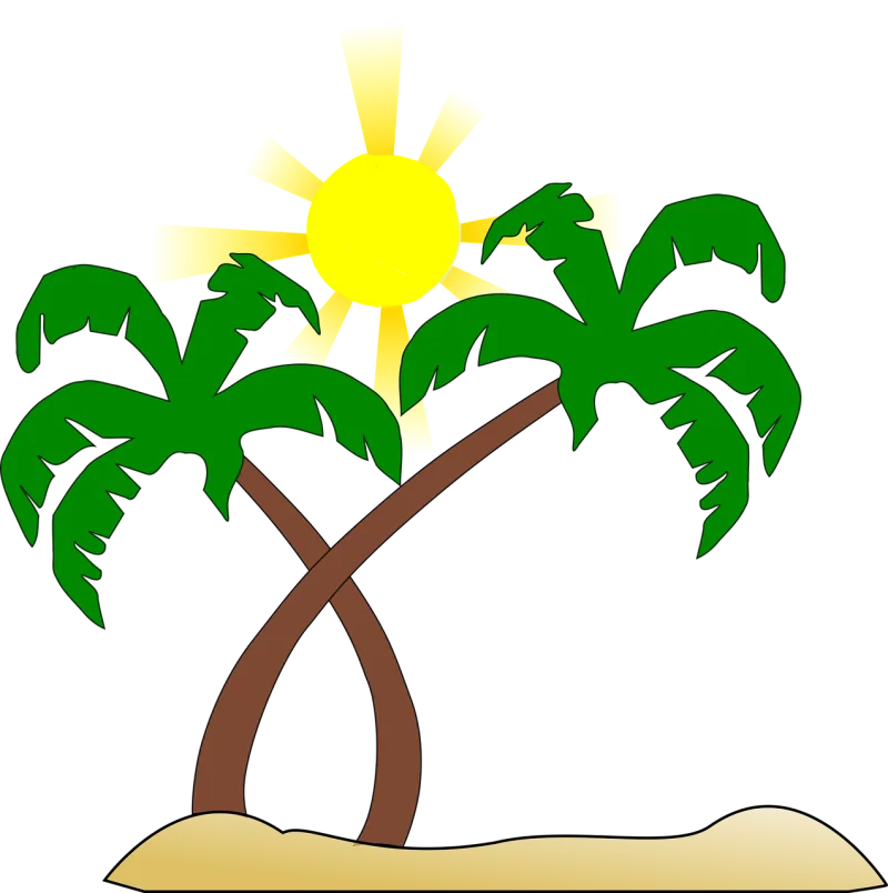 Beach Palm tree Sun Stickdatei – Natur
