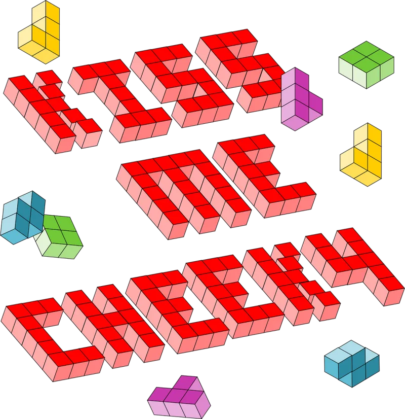 Tetris Blocks Words Stickdatei – Herzen & Liebe
