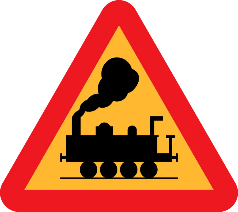 Railroad crossing Railroad tracks ahead Roadsign Stickdatei – Fahrzeuge