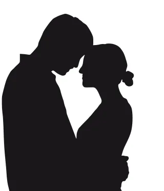 Couple Silhouette Love Stickdatei – Herzen & Liebe