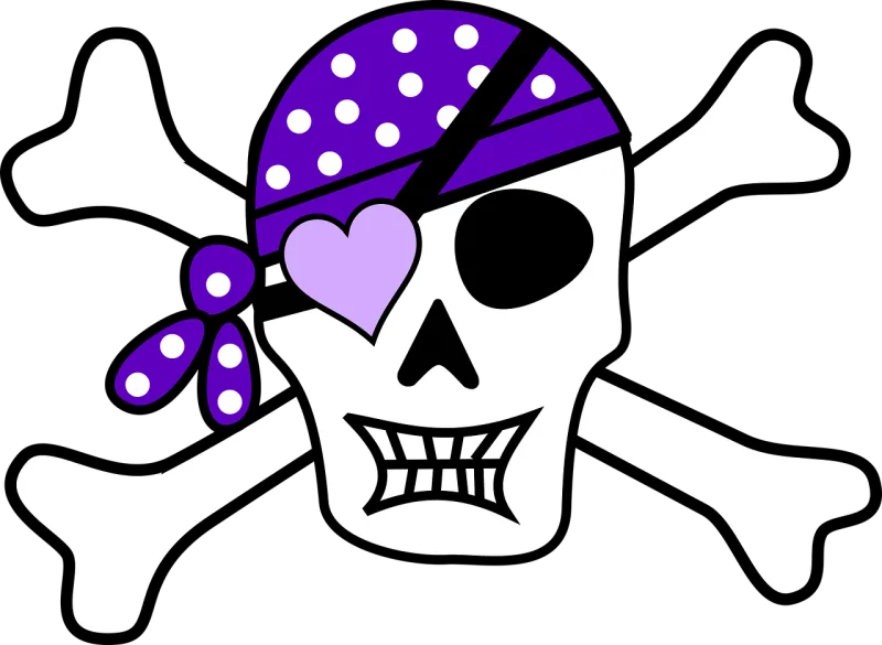 Pirate Skull Purple Stickdatei – Kinder