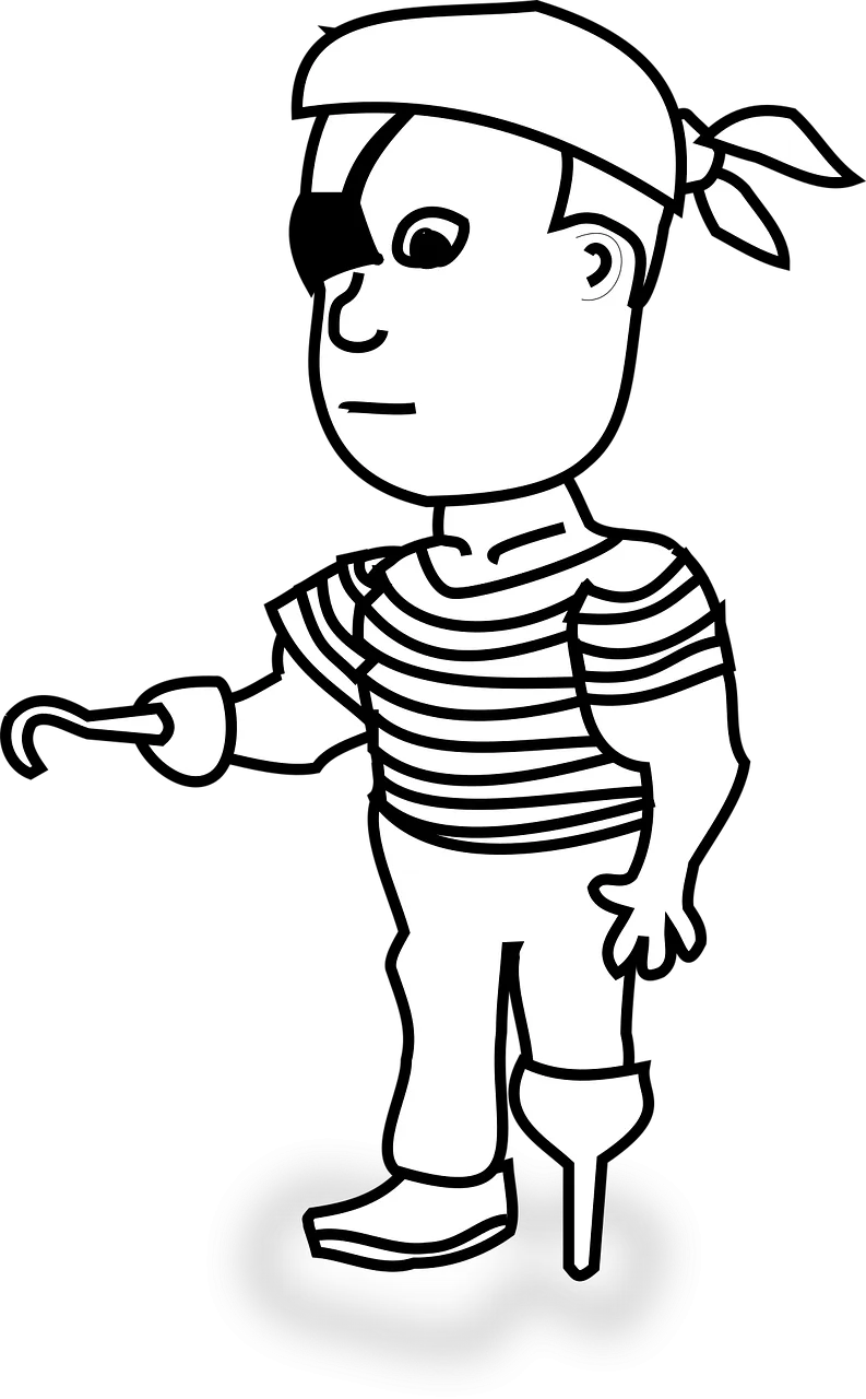 Pirate Man Peg leg Stickdatei – Kinder