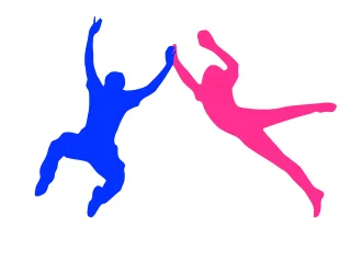 Couple Jumping People Stickdatei