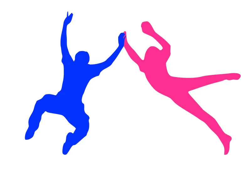 Couple Jumping People Stickdatei – Herzen & Liebe