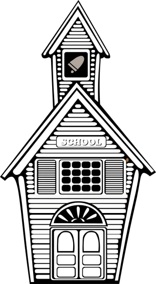 School Building Clock Stickdatei