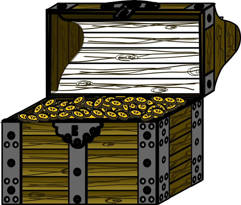 Treasure chest Gold Wood Stickdatei – Kinder