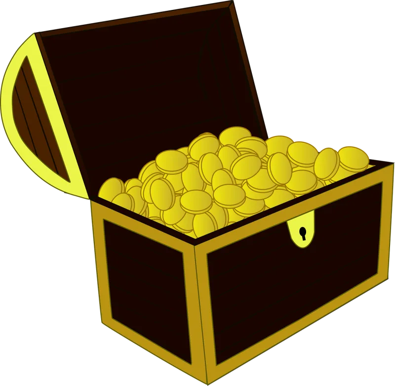 Treasure chest Gold Open Stickdatei – Kinder
