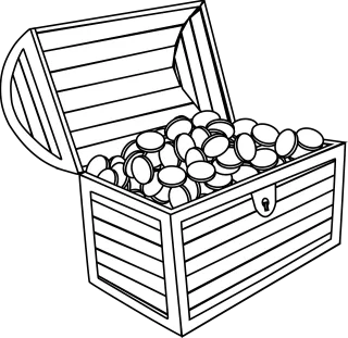 Treasure chest Coins Open Stickdatei