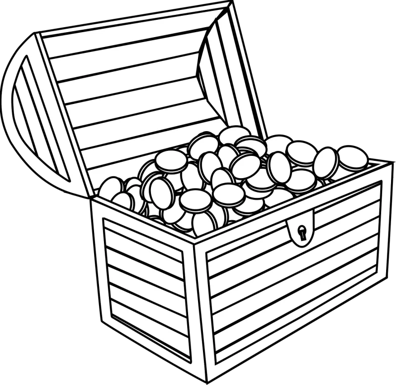 Treasure chest Coins Open Stickdatei – Kinder