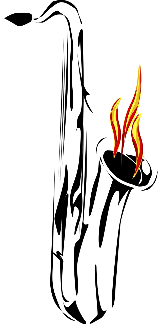 Saxophone Flame Reflection Stickdatei – Musik