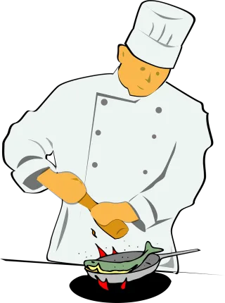 Chef Frying Fish Stickdatei