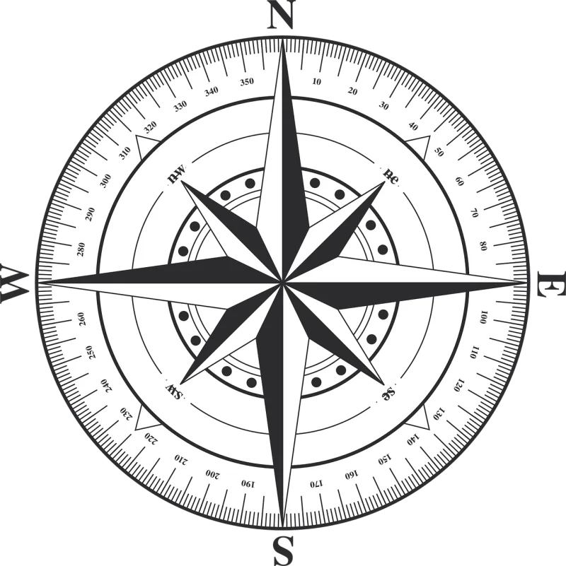 Compass Wind rose West Stickdatei – Blumen