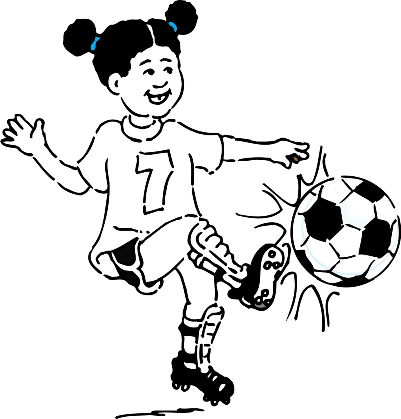 Girl Football Kicking Stickdatei – Sport