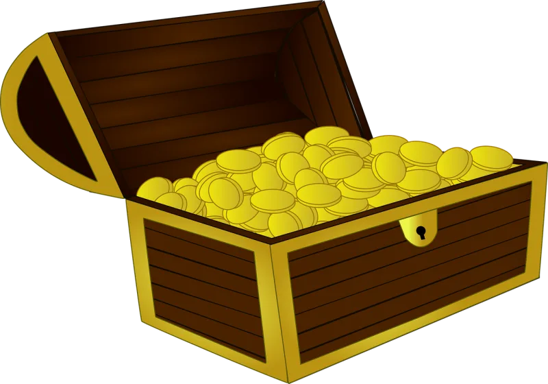 Treasure chest Treasure Gold Stickdatei – Kinder