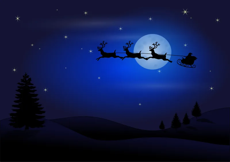Moon Silhouettes Santa claus Stickdatei – Weihnachten