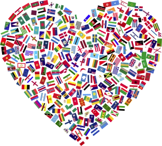 Heart Flags Countries Stickdatei – Herzen & Liebe