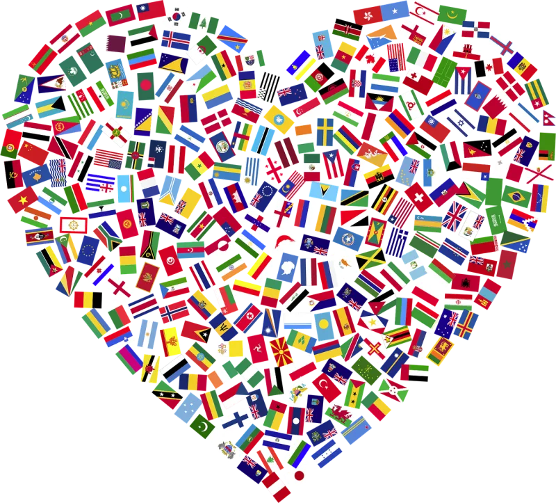 Heart Flags Countries Stickdatei – Herzen & Liebe